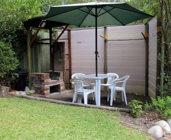 Accommodation Nature's Valley Sea Why patio with undercover braai/BBQ